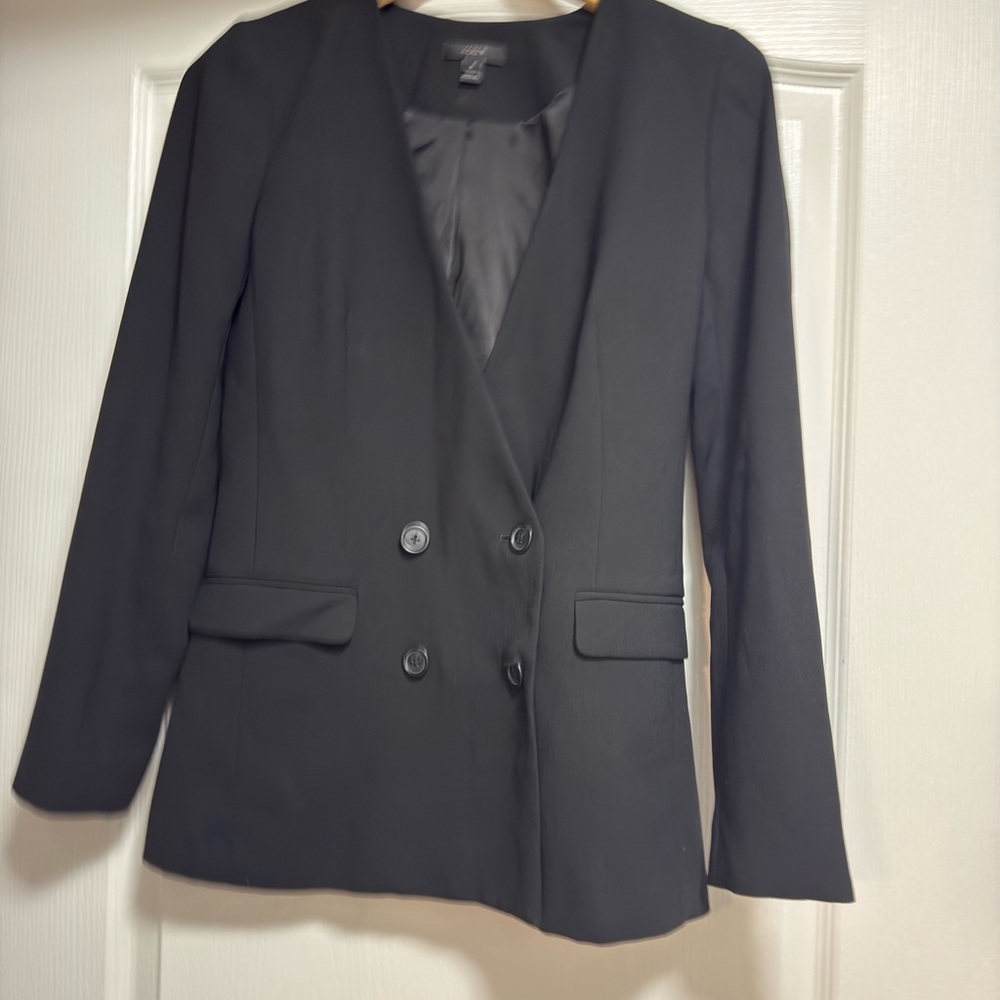J Crew black collarless blazer